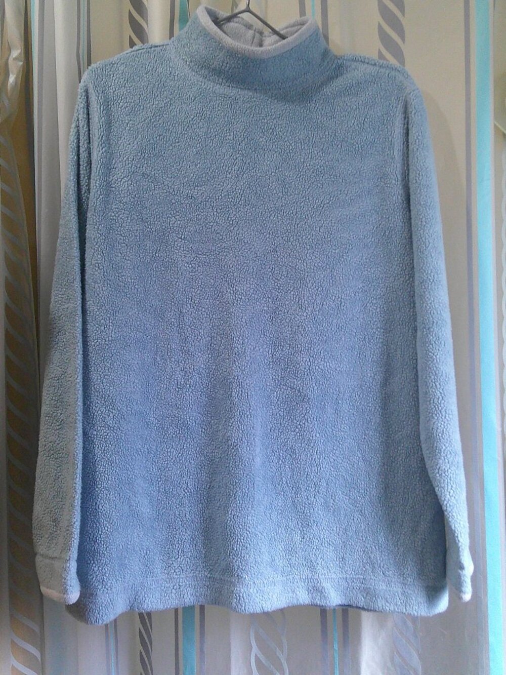L.L.BEAN Warm Sherpa Fleece Mockneck Pullover Relaxed Lake Blue Sweater Woman M